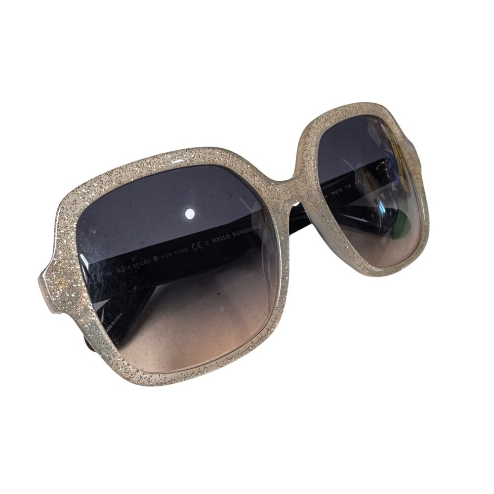 Kate Spade Katelee/S Gold Glitter Oversized Square Sunglasses Black 54-19-135